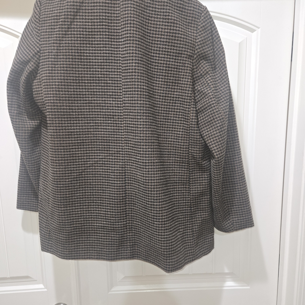 H&M SINGLE-BREASTED DARK BROWN HOUNDSTOOTH BLAZER SIZE L NWOT - Picture 9 of 10